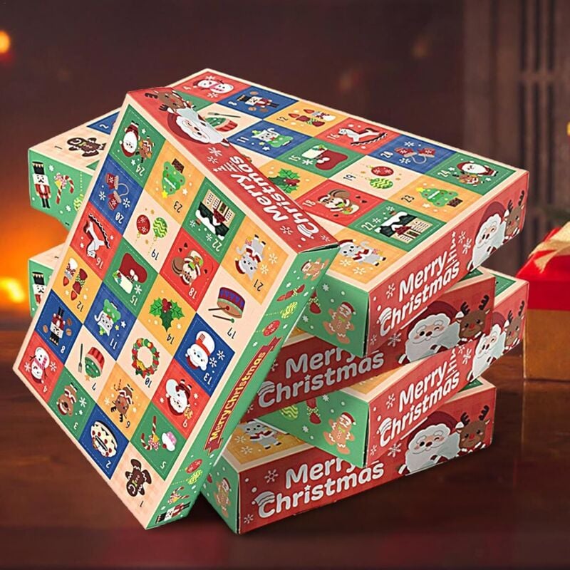 Set mit 5 leeren Adventskalender-Boxen für 24 Tage – Weihnachtscountdown – Zum Befüllen mit Schokolade, Süßigkeiten, Spielzeug
