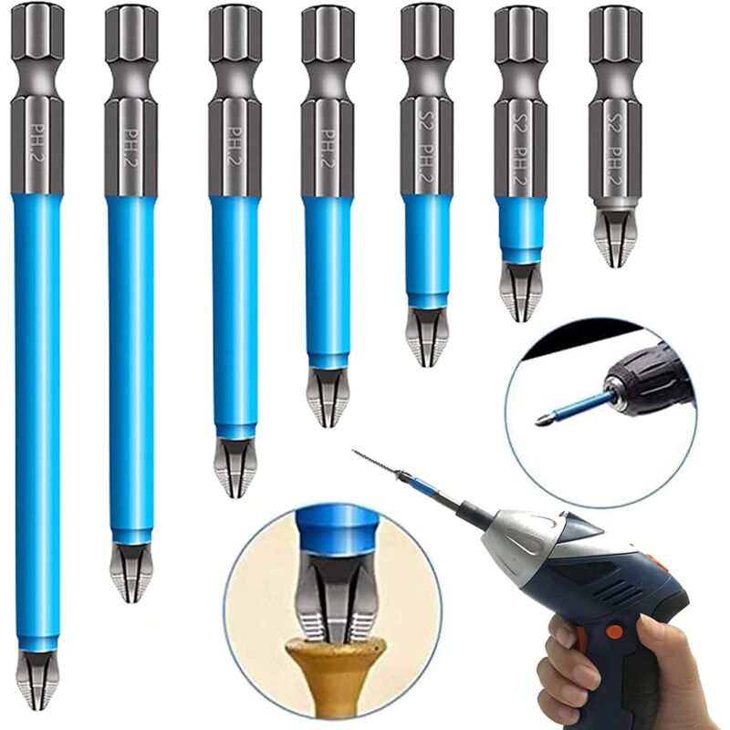 Magnetischer Anti-Rutsch-Bohrer mit Sechskantschaft, 7 Stück, magnetischer Anti-Rutsch-Bohrer, langlebig, leicht, für Elektroschrauber, manuelle