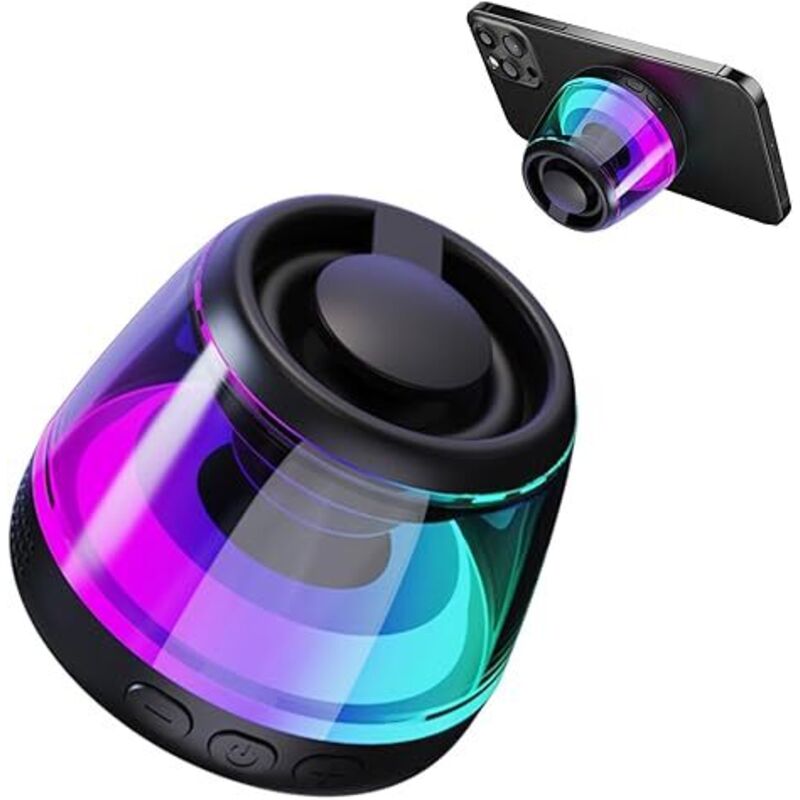 Magnetischer Bluetooth-Lautsprecher, drahtloser Lautsprecher mit RGB-Lichtshow, tragbarer Lautsprecher für Telefonhalter, passend für iPhone