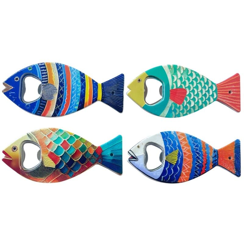 Signes Grimalt - Magnetischer Flaschenöffner in Fischform – Set mit 4 originellen Flaschenöffnern für Geschenke und nautische Dekoration