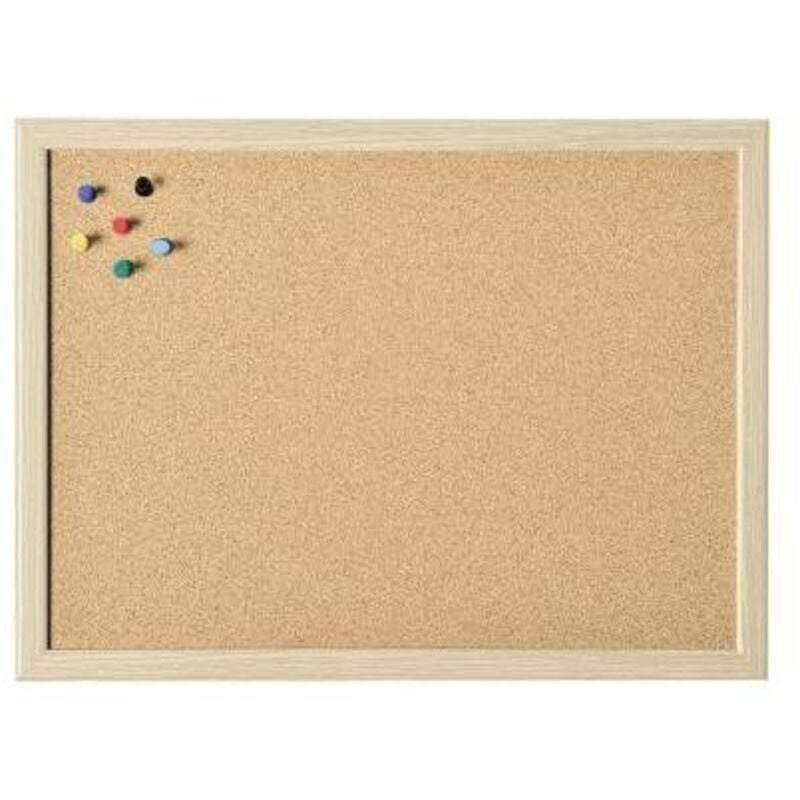 Pinnwand ® 60 x 40 cm (b x h) Maße der Oberfläche: 56,3 x 36,3 cm (b x h) inkl. Pinnnadeln 2 x Ösenschraube Kork Material des Rahmens: Kiefernholz