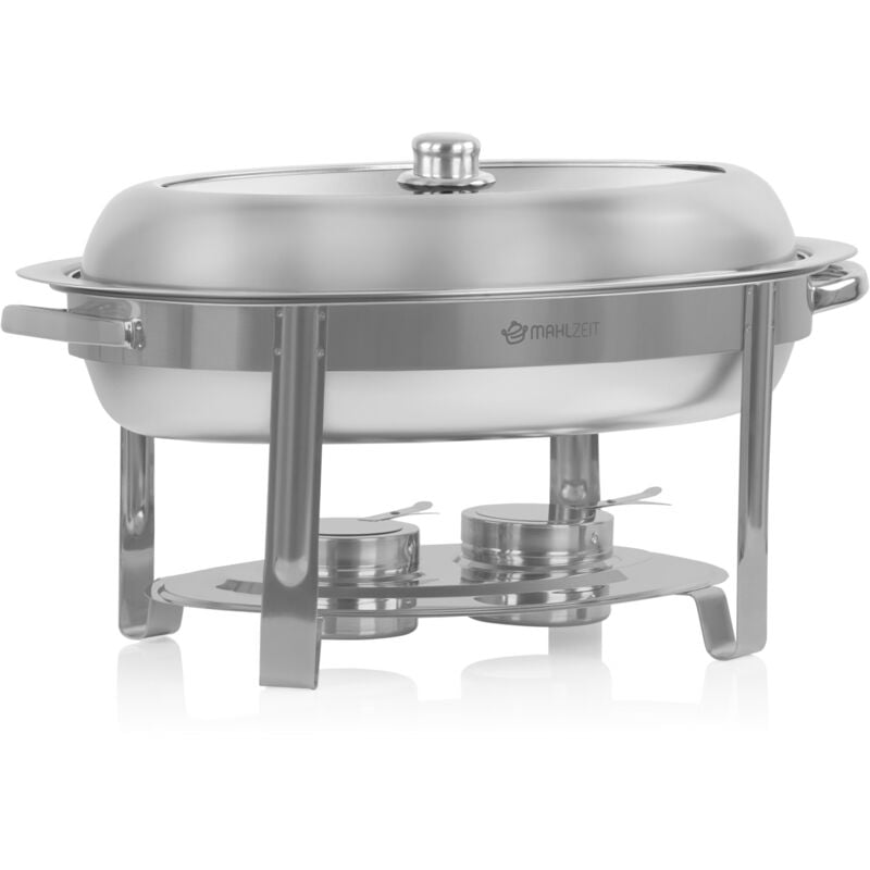 Mahlzeit Edelstahl Chafing Dish oval 5 Liter mit Sichtfenster, Speisenwärmer für Buffet Catering