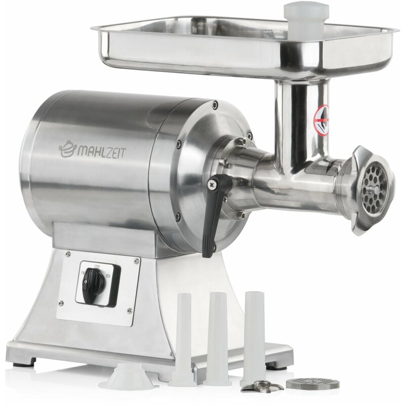 Mahlzeit - Edelstahl Fleischwolf elektrisch silber 450W 75kg/h mit Wurstfülleraufsätzen Wurstmaschine