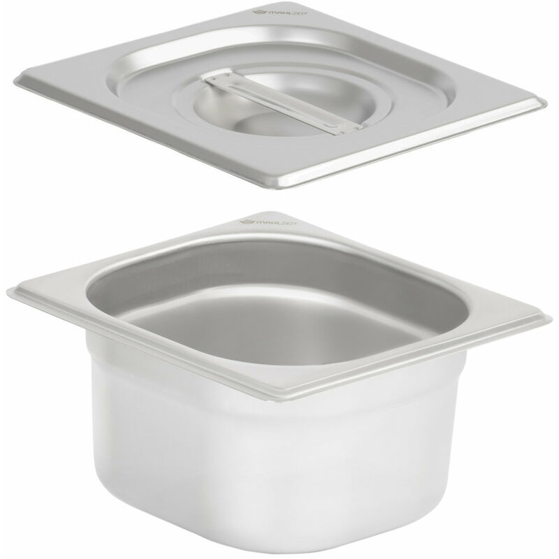 Gn Behälter 1/6 mit Deckel, Höhe 100 mm, Edelstahl Wärmebehälter, Geeignet für Chafing Dish - Mahlzeit