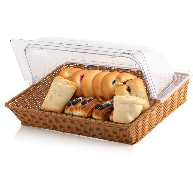Mahlzeit - Rattan Brotkorb mit Rolltop-Deckel, 53,5 x 33 x 25 cm, geflochtener Korb für Brot und Obst