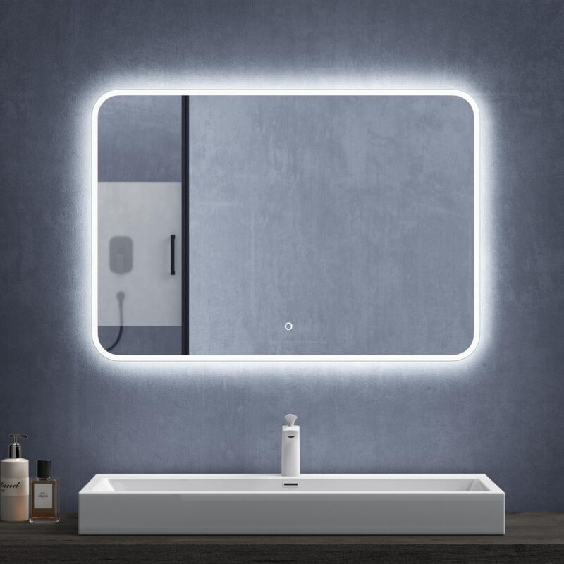 Mai&mai - Wandspiegel Badezimmer Spiegel led 100x80cm led Bad-Spiegel mit Touchschalter, Beschlagfrei durch Antifog-Schicht