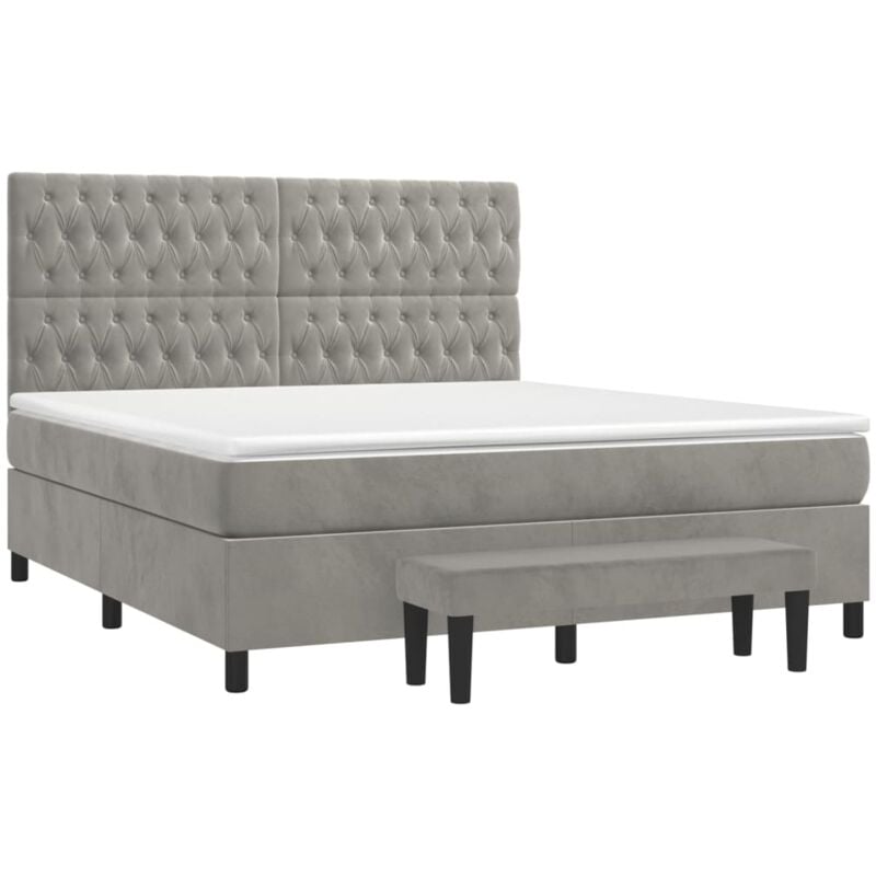 Boxspringbett mit Matratze Hellgrau 180x200 cm Samt vidaXL