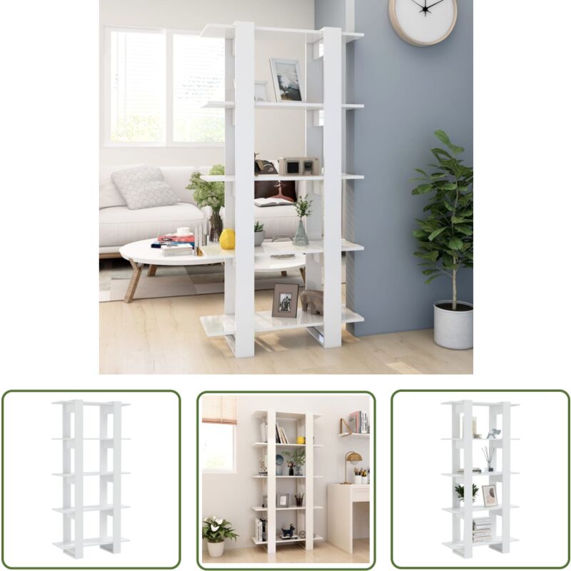 Maison Exclusive - The Living Store Bücherregal/Raumteiler Hochglanz-Weiß 80x30x160 cm - BucheRegal - Holzregal - Weißes Regal - Raumteiler - Schrank