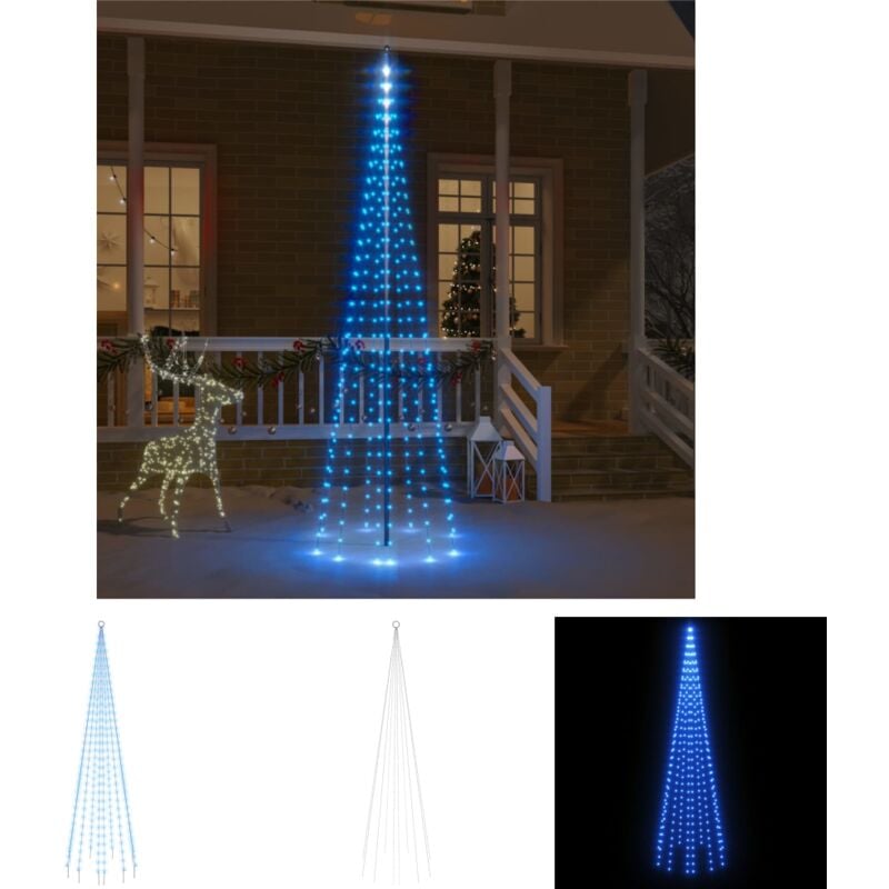 The Living Store LED-Weihnachtsbaum für Fahnenmast Blau 310 LEDs 300 cm - Weihnachtsbeleuchtung