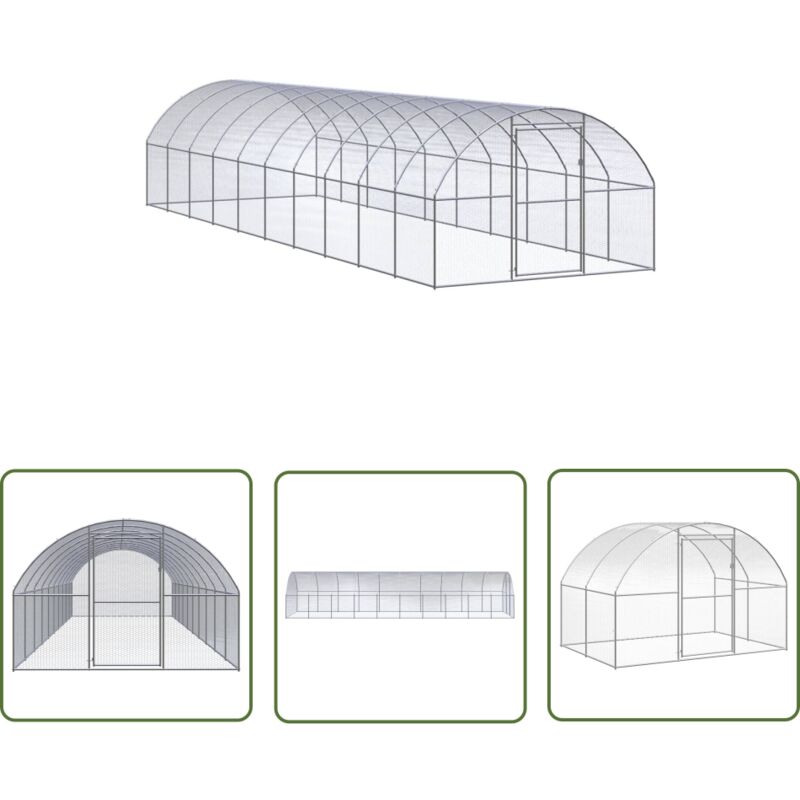 Maison Exclusive - The Living Store Outdoor-Hühnerstall 3x10x2 m Verzinkter Stahl - Hühnerstall - Hühnergehege - Geflügelhaus - Auslauf Für Hühner