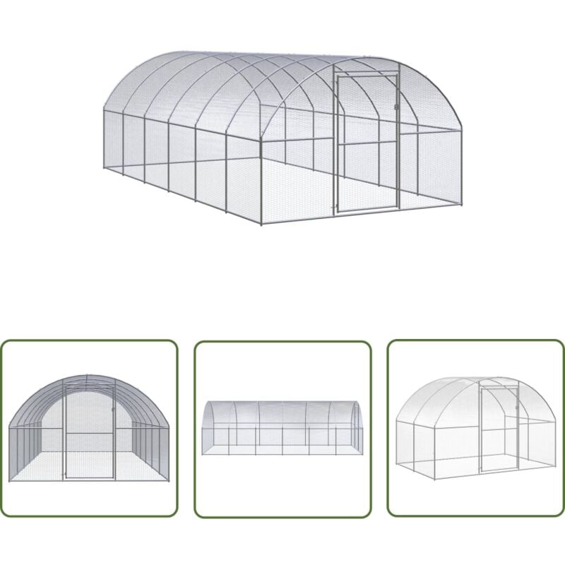 Maison Exclusive - The Living Store Outdoor-Hühnerstall 3x6x2 m Verzinkter Stahl - Huhnendrahtzaun - Hühnergehege - Freilandhaltung - Gartenhühner