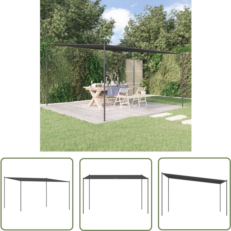 The Living Store Pavillon Anthrazit 4x4 m 180 g/m² Stoff und Stahl - Pavillon - Gartenzelt - Sonnensegel - Überdachung - Gartenparty