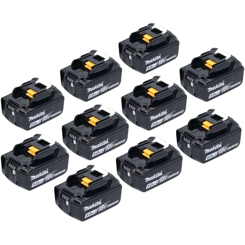 Makita Akku Set 10x BL 1850 B 18 V 5,0 Ah / 5000 mAh Li-Ion Akku ( 10x 197280-8 )