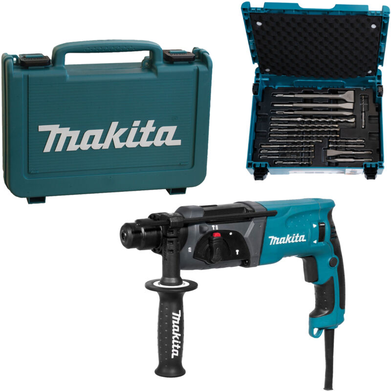 Makita Bohrhammer HR2470 für SDS-PLUS 24 mm im Handwerkerkoffer mit Makita Bohrer-/Meißel Set