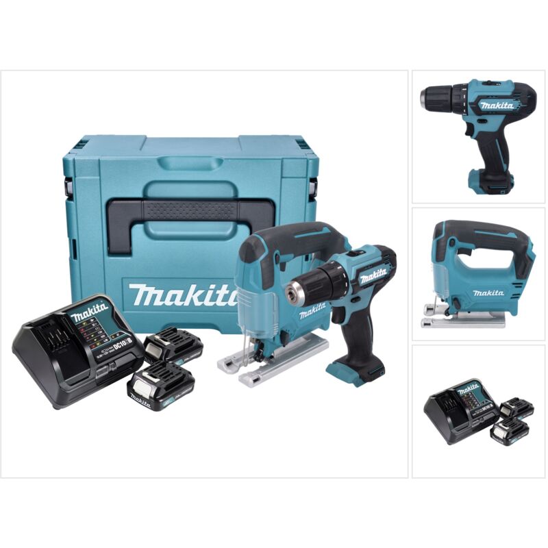 Makita - clx 237 saj Akku Spezialset df 333 d Akku Schlagbohrschrauber + jv 101 d Akku Stichsäge + 2x Akku 2,0 Ah + Ladegerät + Makpac