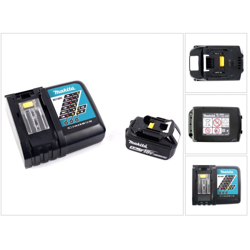 Makita DC 18 RC Akku Schnell-Ladegerät + Makita BL 1850 B - 18 V 5,0 Ah Li-Ion Akku
