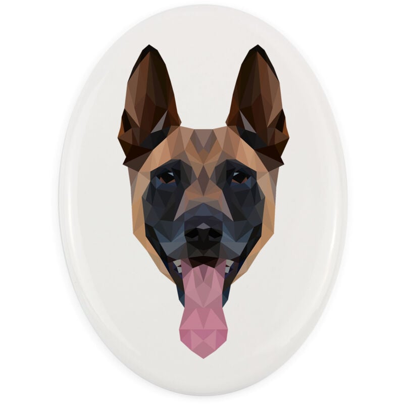 Malinois Belgischer Schäferhund - ein Schild mit Foto und geometrischer Aufschrift von Art-Dog