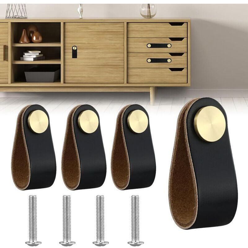Maniglie per mobili in pelle KZQ pomelli per ante di armadietti, pomelli per cassetti in pelle, maniglie vintage per armadi, cassettiere, cucina e