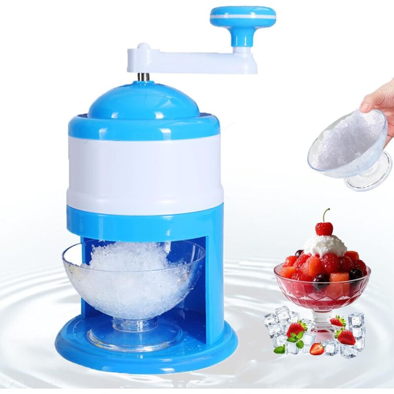 Manuelle Eismaschine, tragbarer Eiscrusher, Crushed Ice Maker, ideal für Smoothies und Crushed Ice – BPA-frei (blau)