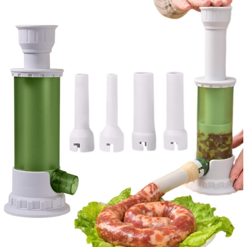 Manuelle Wurstfüllmaschine mit Stopfer und 4 Füllrohren, ideal für den Heim- oder Restaurantgebrauch