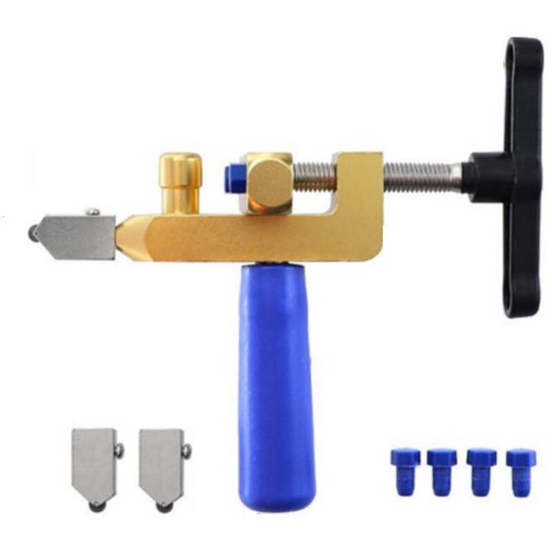 Manueller 2-in-1-Fliesenschneider mit 3 Wolframstahlklingen, 2,4 m lang, für Haushalt, Fenster, Spiegel, Fliesen, glasierte Fliesen
