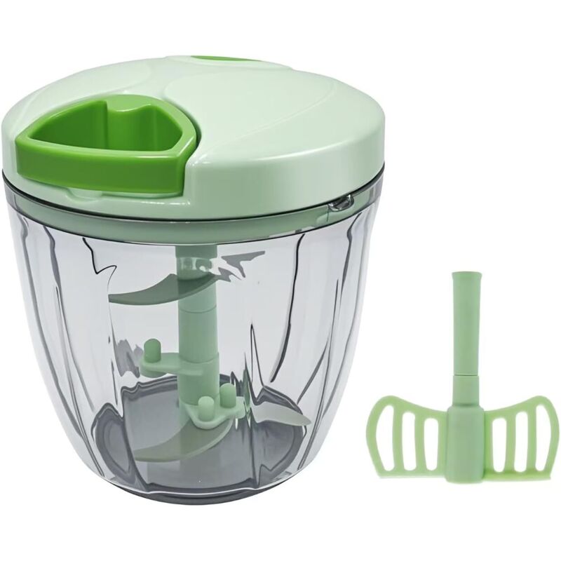 Manueller 5-Sekunden-Zerkleinerer, 900-ml-Zwiebelzerkleinerer, manueller Zwiebelschneider mit Kabel, manueller Mixer für Gemüse und Fleisch