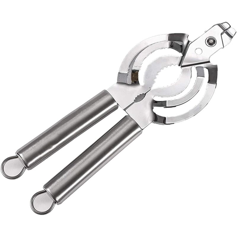 4-in-1-Multifunktions-Handdosenöffner, leicht zu drehender Griff, glatte Kante, Dosenöffner, Multifunktions-Flaschenöffner, Edelstahlklinge für