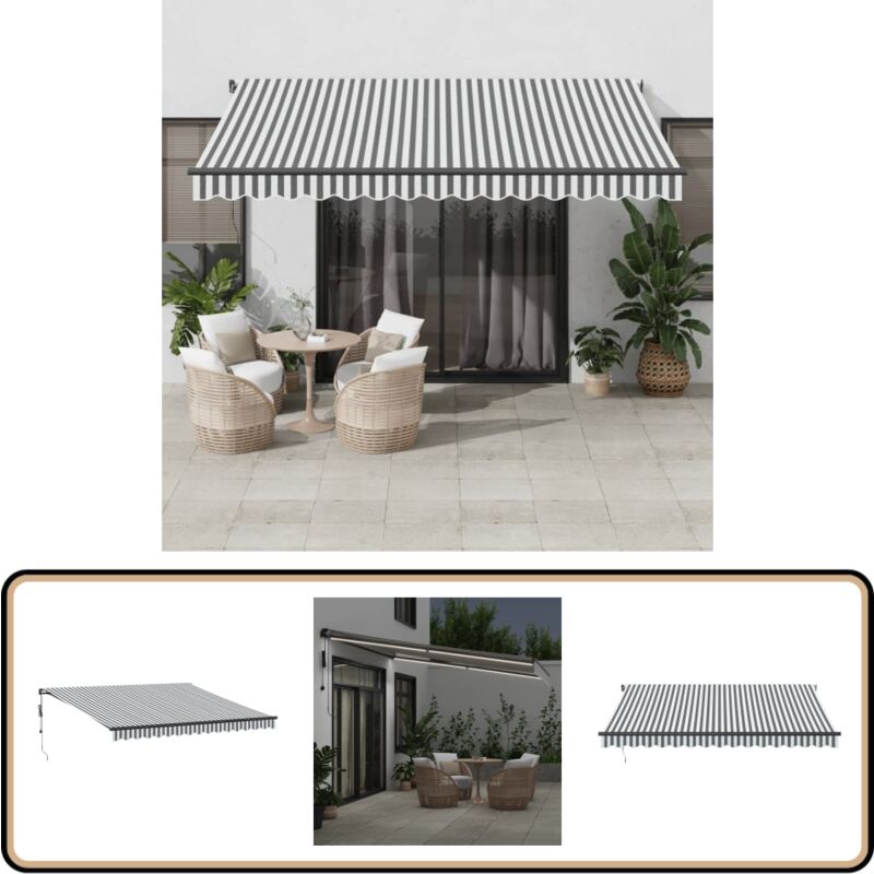 Markise Automatisch mit LEDs Anthrazit & Weiß 400x300 cm - Markise - Gartendekoration - Sonnenschutz - Outdoor Möbel - Aluminium Markise
