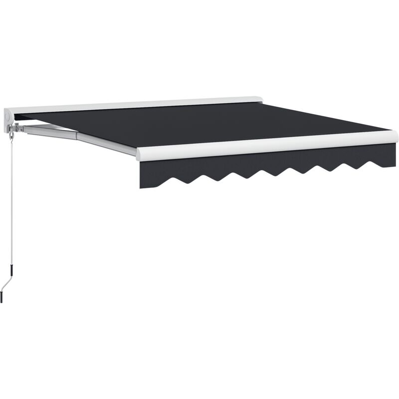 Outsunny Gelenkarmmarkise 2,5 x 2 m Elektrische Markise mit Handkurbel, Fernbedienung Wandmontage Sonnendach Balkonmarkise für Garten Alu Grau