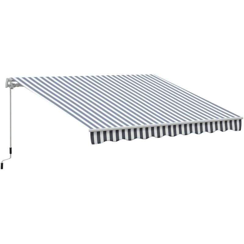Markise Gelenkarmmarkise Sonnenschutz Handkurbel Balkon Alu Grau Weiß 2,95 x 2,45 m - Outsunny