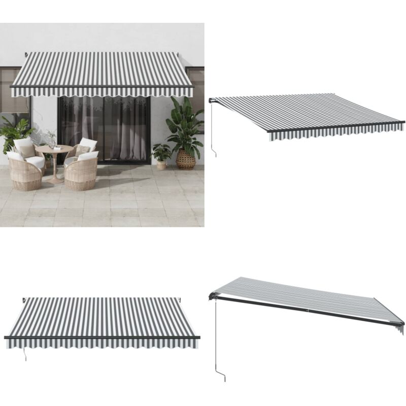 Markise Manuell Anthrazit und Weiß 400x300 cm - Markise - Gartensonnenschirm - Sonnenblende - Outdoor Möbel - Terrassenzubehör - Home & Living