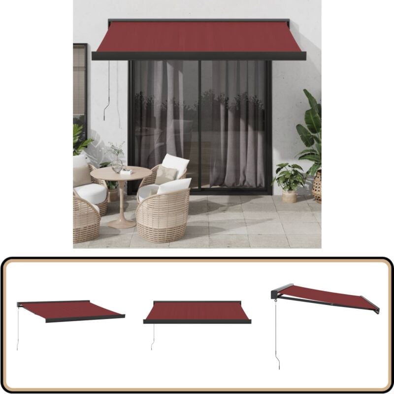 Vidaxl - Markise Manuell Weinrot 350x250 cm - Markise - Sonnenschutz - Gartensonnenblende - Außenmarkise - Terrassenschirm