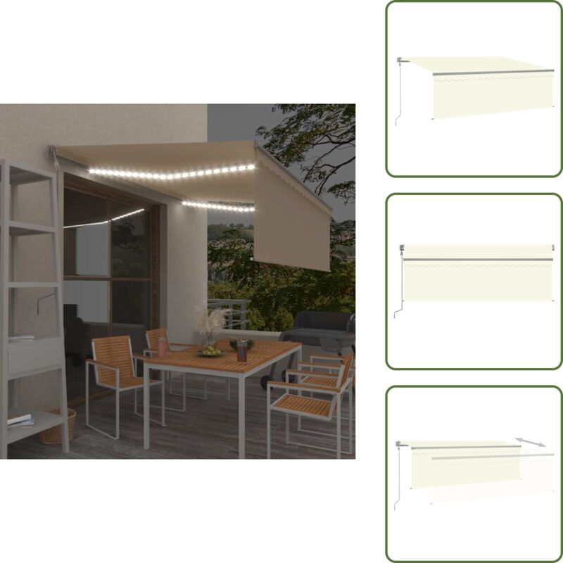 Markisen - Living Markise Automatisch mit Rollo LED Windsensor 4x3 m Creme