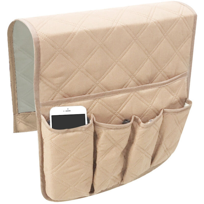 (Beige) Sessel-Armlehnen-Organizer, Sofa-Sessel-Schutzhülle, platzsparende Hängetaschen, rutschfeste Aufbewahrungstasche für Telefon, Bücher,