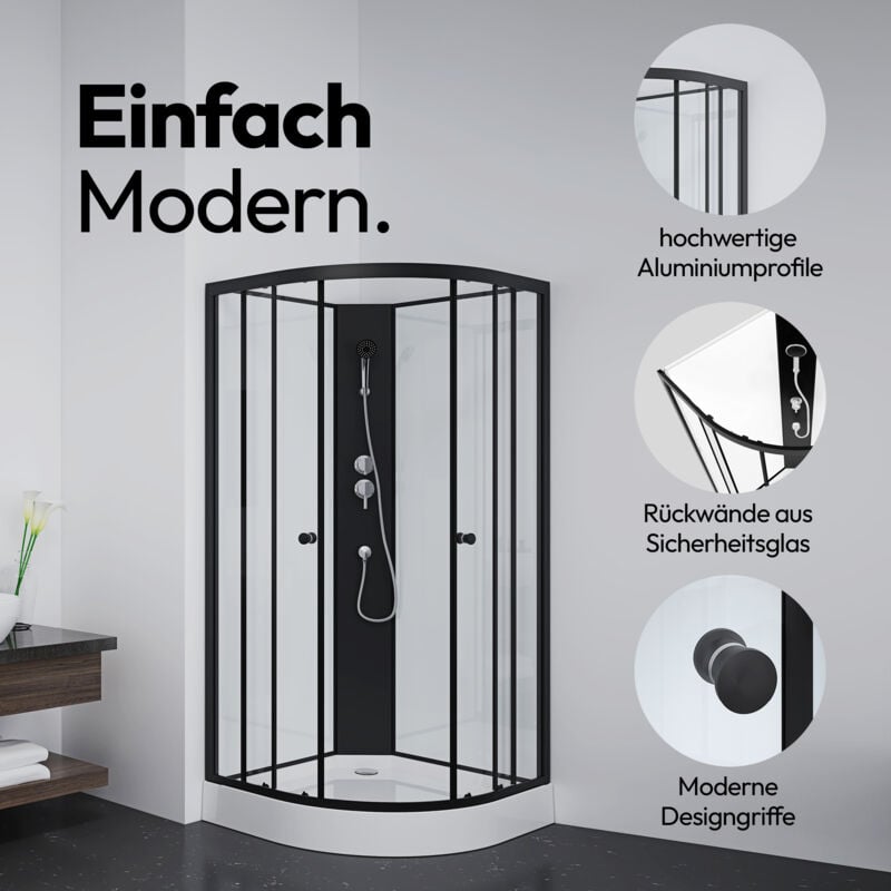 Dusche Komplett Marwell Komplettdusche Fertigdusche Factory 85 x 85 x 200 cm - Dusche im komplett Set inkl. Duschwanne und Armatur - Runddusche mit