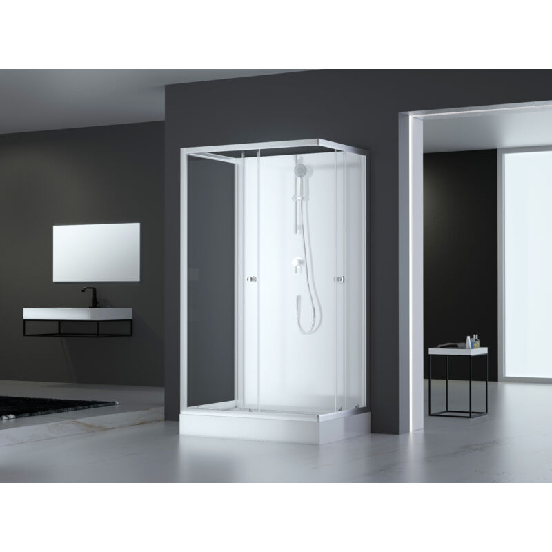 Dusche Komplett Marwell Komplettdusche Fertigdusche White Dream 80 x 110 x 200 cm - Komplett Set inkl. Duschwanne und Armatur - reversibel aufbaubar