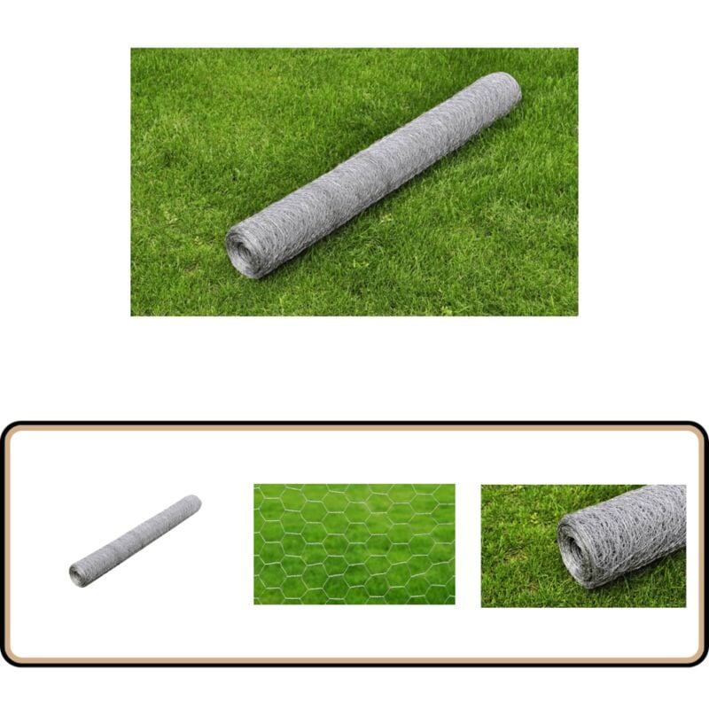 Maschendraht Verzinkter Stahl 25x0,75 m Silbern - Maschendraht - Stahldraht - Gartenzaun - Tiergehege - Vogelvoliere