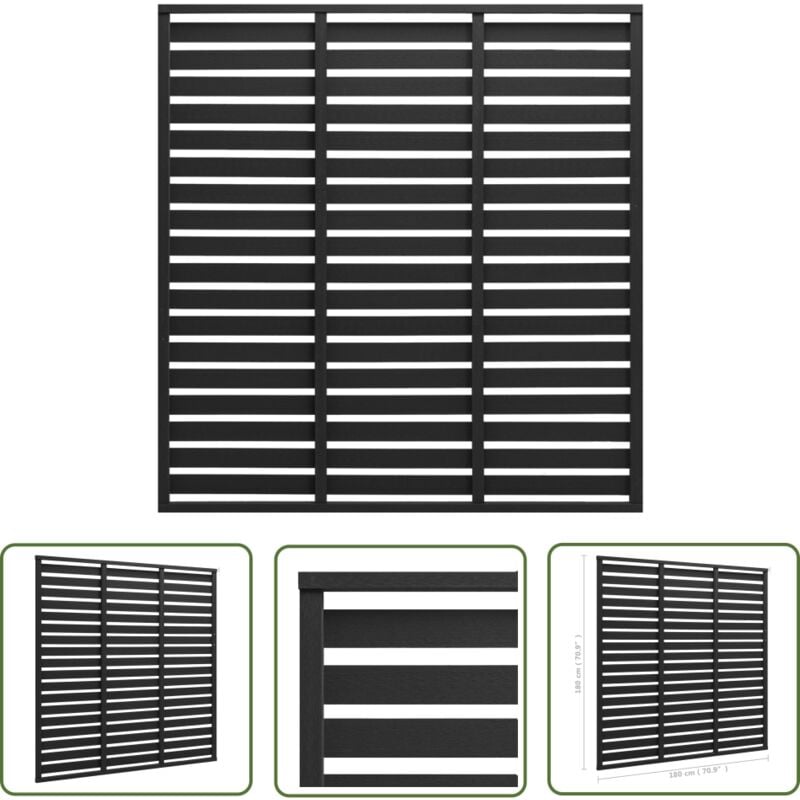 The Living Store Zaunelement wpc 180x180 cm Schwarz - Zaunpanel - wpc Zaun - Gartenzaun - Sichtschutzzaun - Windschutzzaun