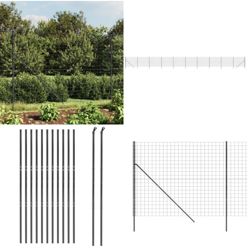 Vidaxl - Maschendrahtzaun Anthrazit 1,8x25 m Verzinkter Stahl - Maschendrahtzaun - Gartenzaun - Sicherheitszaun - Metallzaun - Anthrazit - Home &