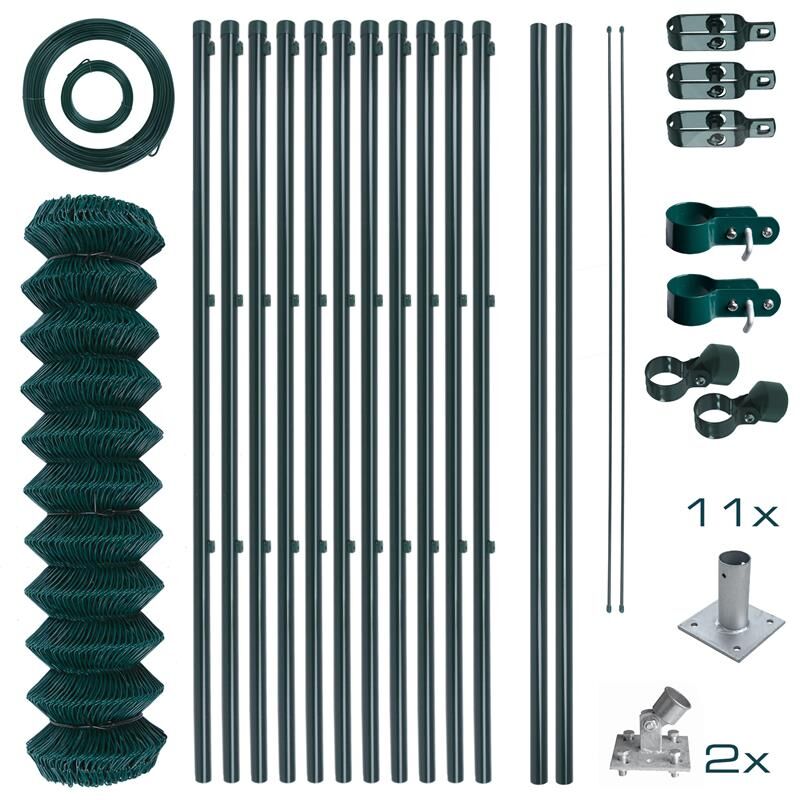 Estexo - Maschendrahtzaun Komplettset 1,25 x 25 m Zaunset Gartenzaun Aufschraubhülse Zaun