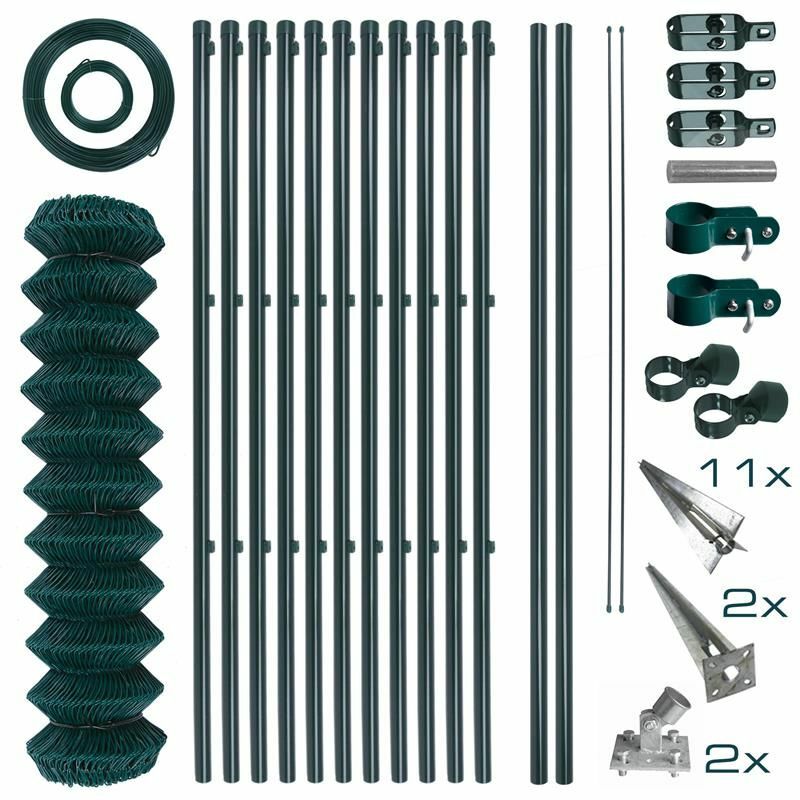 Maschendrahtzaun Komplettset 1,5 x 25 m Zaunset Gartenzaun Einschlaghülsen Zaun