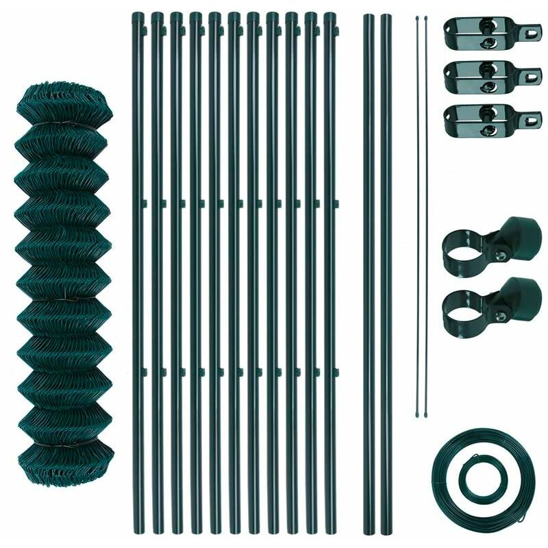 Maschendrahtzaun Komplettset 1x25 m Gartenzaunset Zaunset Gartenzaun Set grün