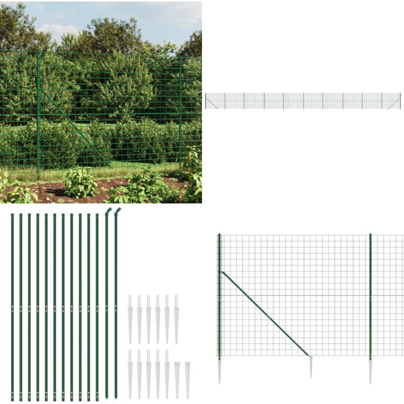 Vidaxl - Maschendrahtzaun mit Bodenhülsen Grün 1,8x25 m - Maschendrahtzaun - Gartenzaun - Sicherheitszaun - Hundezaun - Viehzäune - Home & Living