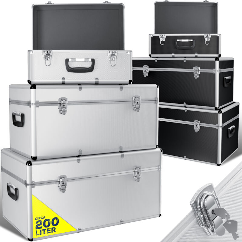 Masko® 3er SET Alu Boxen Alubox Alukiste Transportbox Werkzeugkiste Lagerbox silber
