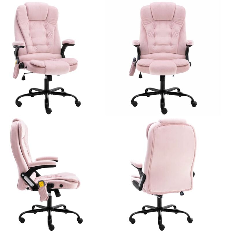 Vidaxl - Massage-Bürostuhl Rosa Samt - Massage Stuhl - Bürostuhl - Ergonomischer Stuhl - Samtstuhle - Rosa Bürostuhl - Home & Living