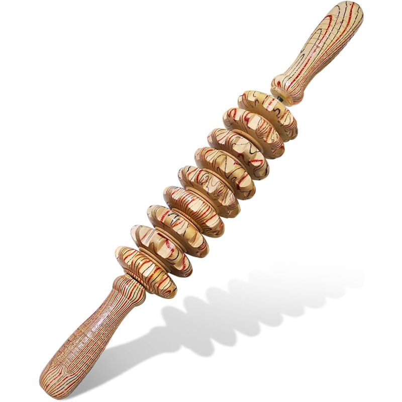 Bluedeer - Massagegerät aus Holz, Handroller, Triggerpunkt-Massagestab für Faszien, Cellulite, Muskeln und Bauch, Massagegerät für Körpertherapie,