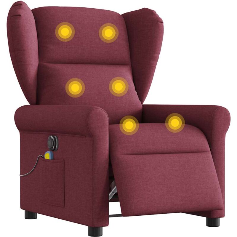 Massagesessel Elektrisch Weinrot Stoff Vidaxl