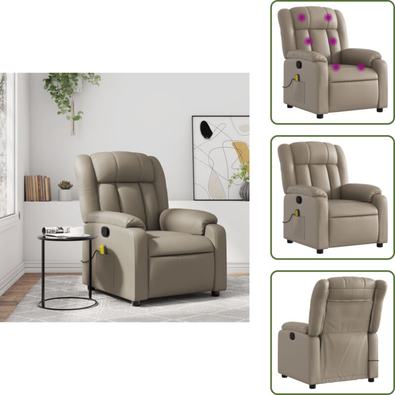 Massagesessel Cappuccino-Braun Kunstleder - Massage Sessel - Relaxsessel - TV-Sessel - Bequeme Lounge Sessel - Lederlook Sessel