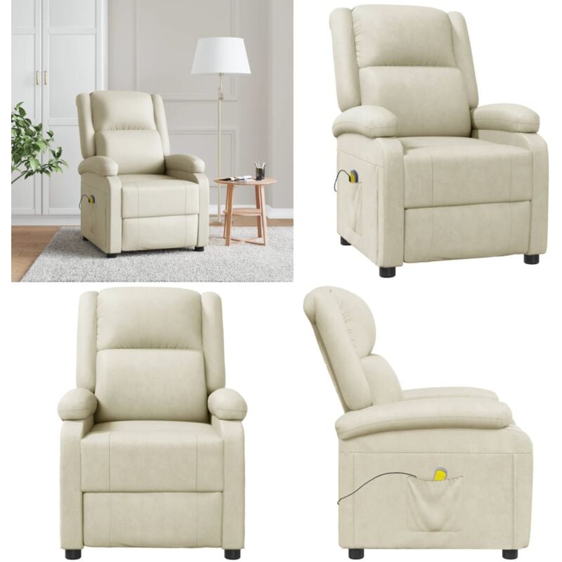 Massagesessel Creme Kunstleder - Massage Stuhl - Relaxsessel - Massagesessel - Elektrischer Massagesessel - Ergonomischer Sessel - Home & Living