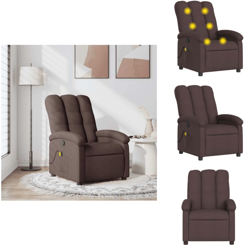 Massagesessel Dunkelbraun Stoff - Massage Stuhl - Relaxstuhl - Fernsehsessel - Bequeme Lounge Chair - Polstersitz